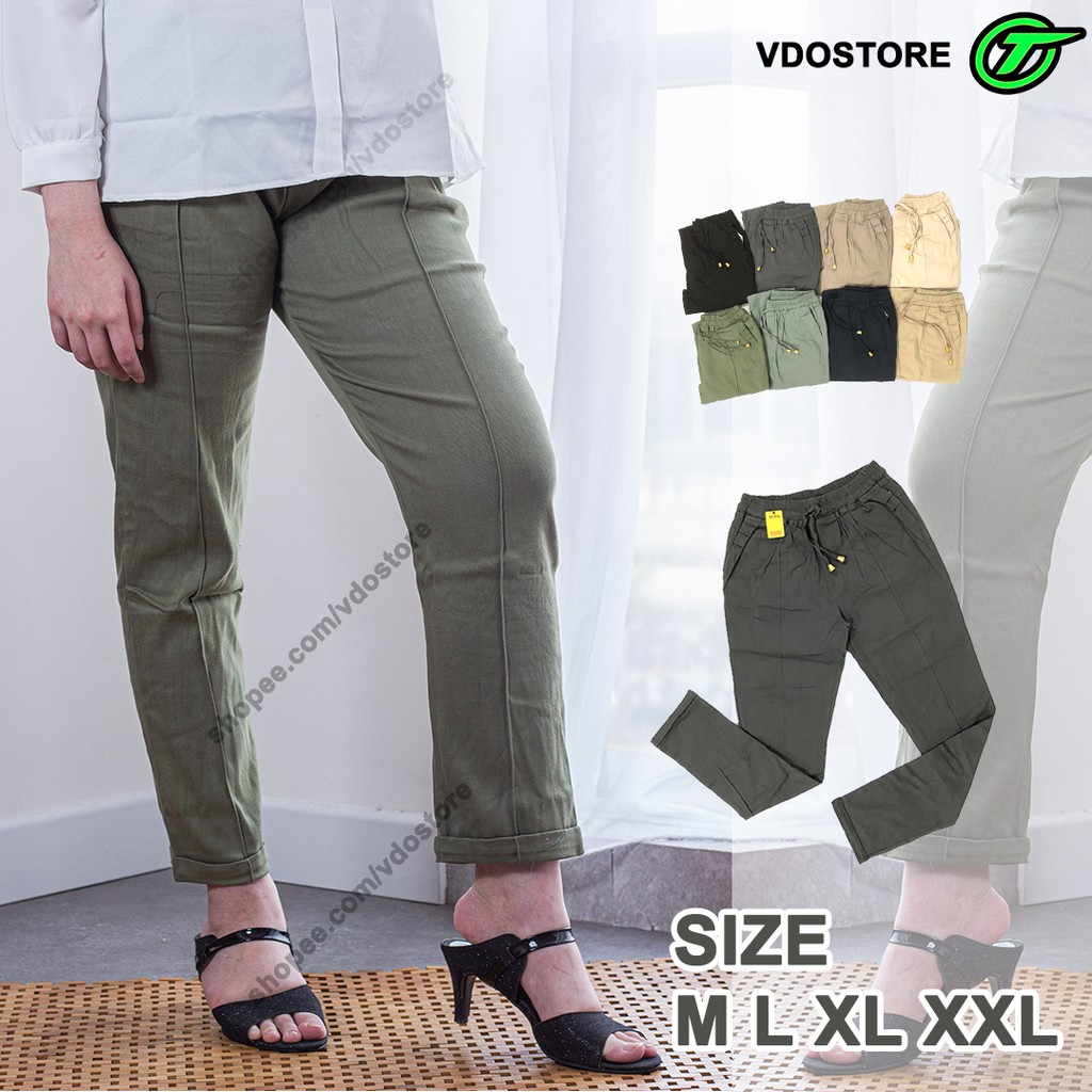 CELANA JOGGER WANITA  STRETCH KATUN TWILL BAGGY PANTS PREMIUM JOGER BAGY CEWEK KARET PINGGANG