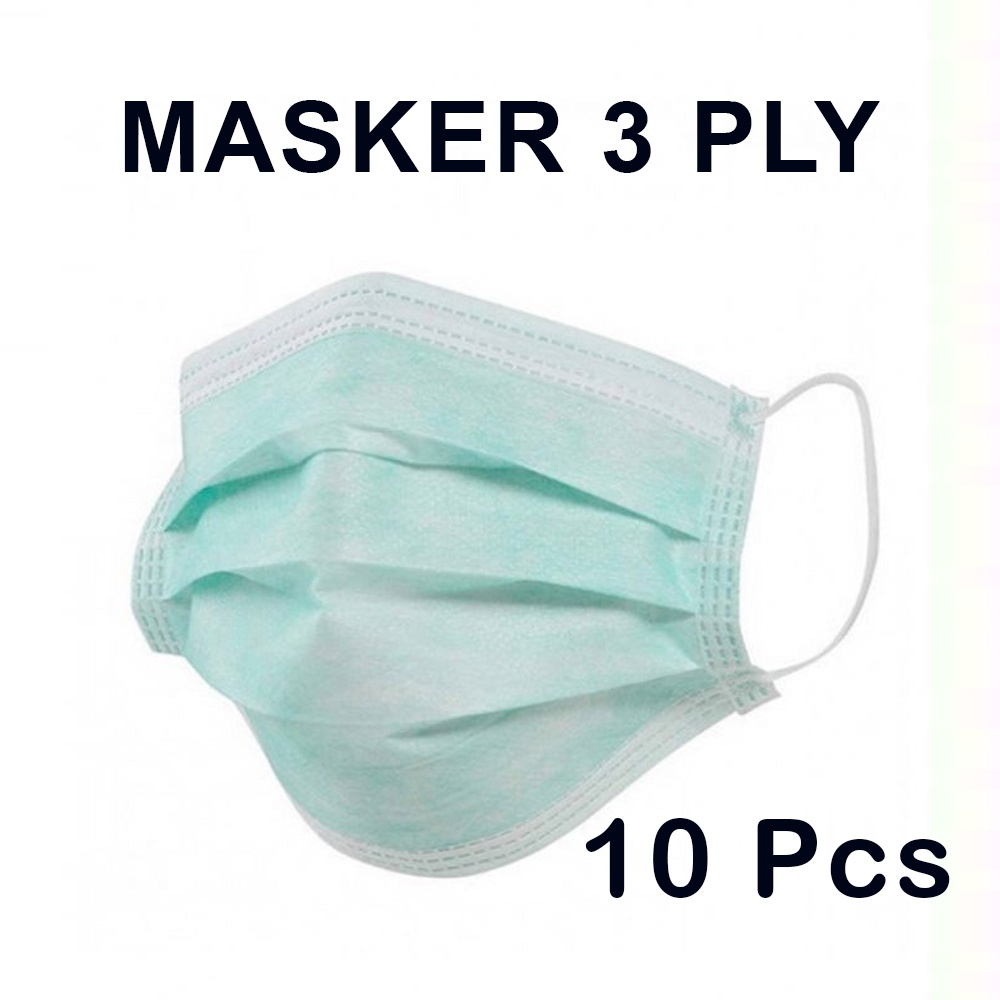 MASKER KESEHATAN PELINDUNG DARI DEBU DAN VIRUS WARNA HIJAU COD 10PCS