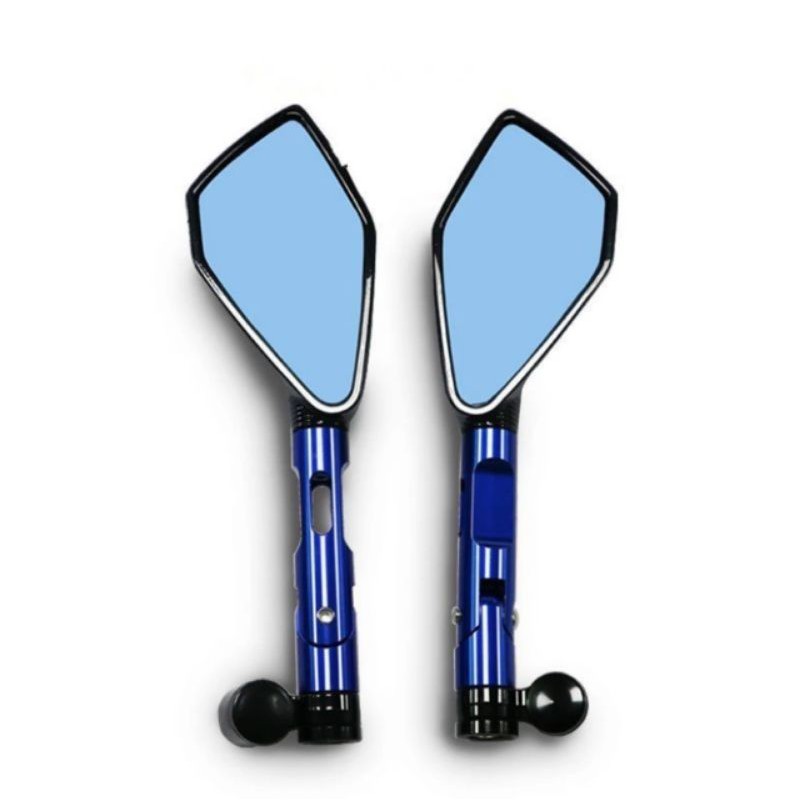 Spion Sepion Jalu Oval Bar End Mirror Motor Kaca Datar Biru Cnc Universal Nmax, Aerox, Pcx, Adv, Vario 125, Vario 150, Scoopy, Klx, Crf, Beat, Vixion, Satria fu Dll-Tomok v2 biru