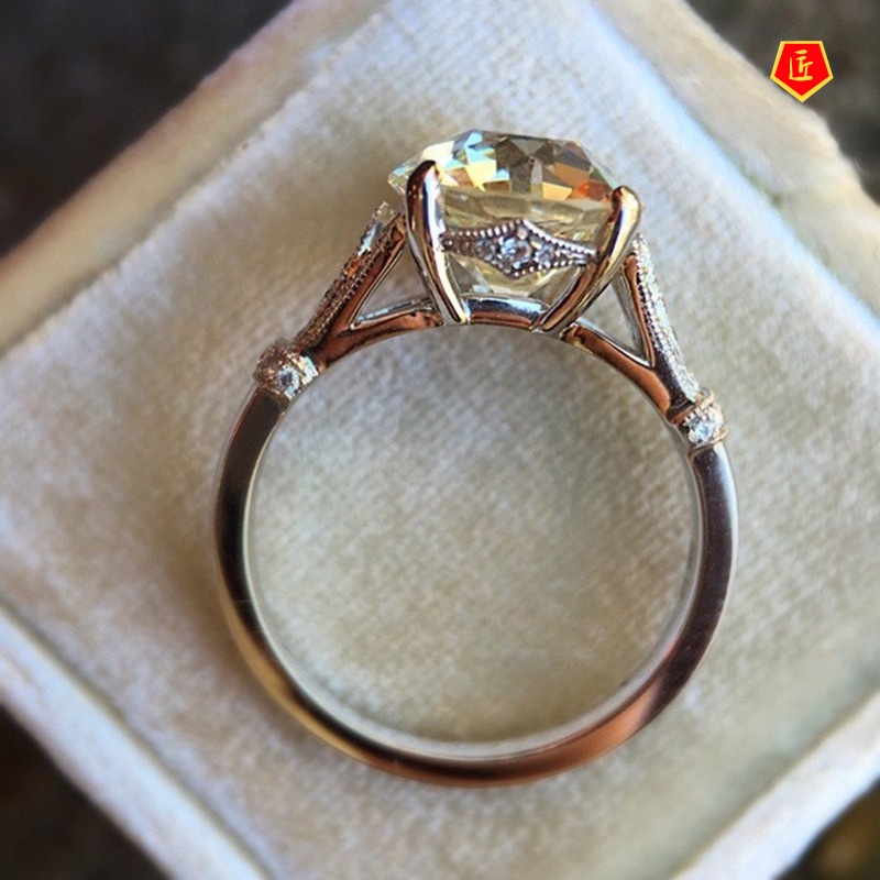 [Ready Stock]Inlaid 2.5 Karat White Moissanite Ring Luxury Fashion