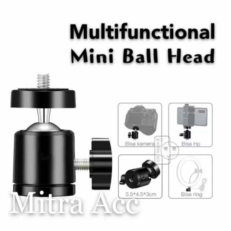 Ball Head Tripod Kamera DSLR Ballhead Mini Monopod Berputar 360 swivel 1/4