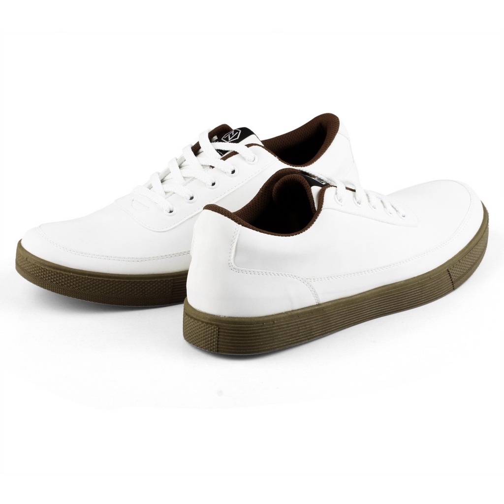 DEDRICK WHITE BROWN - Sepatu Sneakers Pria Casual Unisex Original