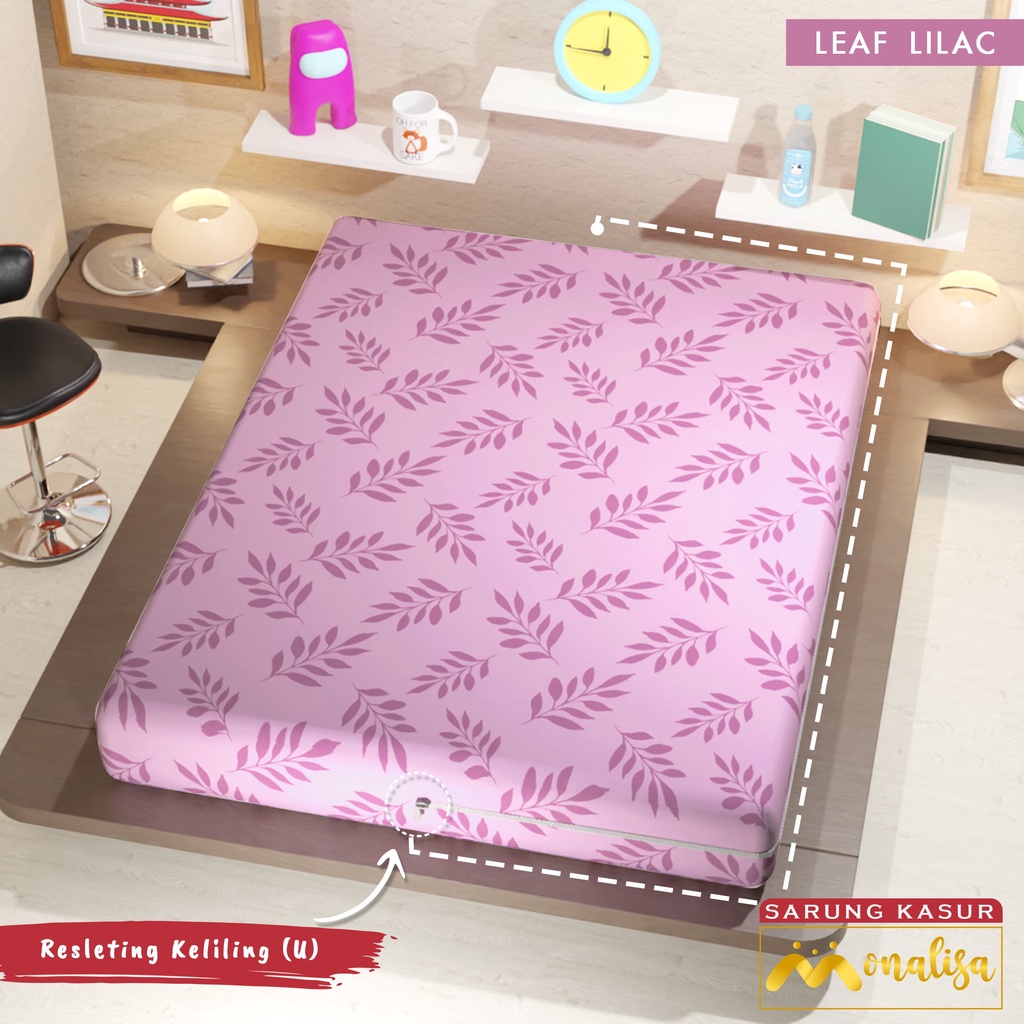 Monalisa Premium Sarung kasur Uk 160/180 T 15/20 - Leaf Lilac