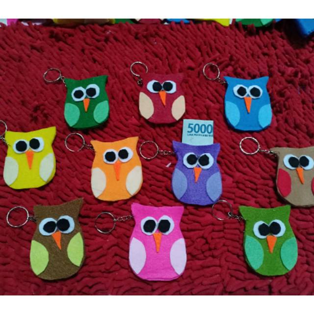 

(50gr) 10PCS Amplop flanel lebaran BURUNG OWL gantungan kunci angpao