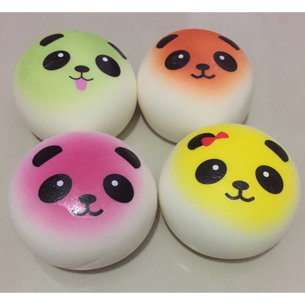 Squishy Panda Bun Emoticon Warna Warni Jumbo Squishy Bapao Bun Warna