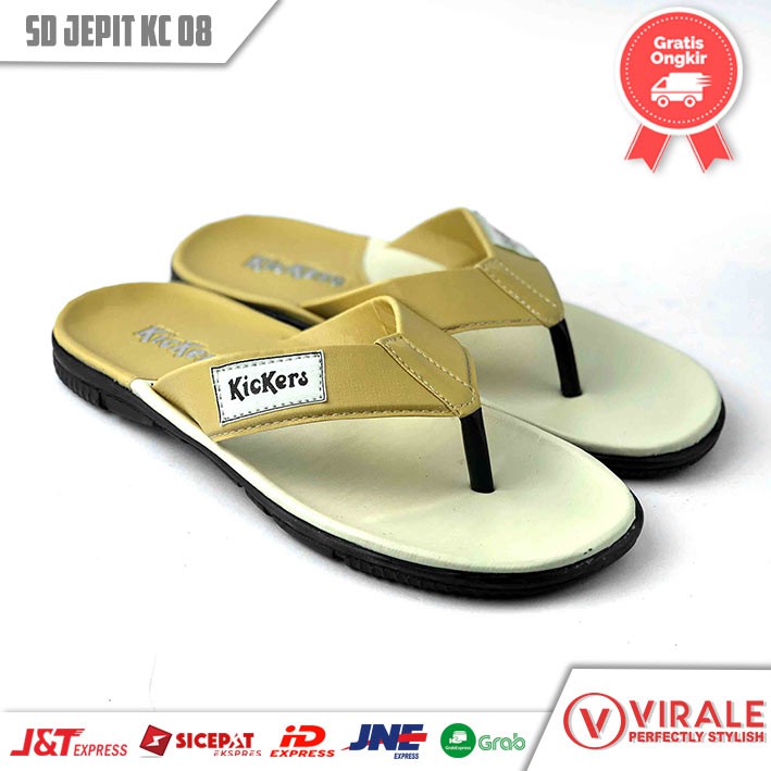 Sandal Jepit Pria Distro Casual Keren Sendal Murah Terbaru JPT-08 TAN