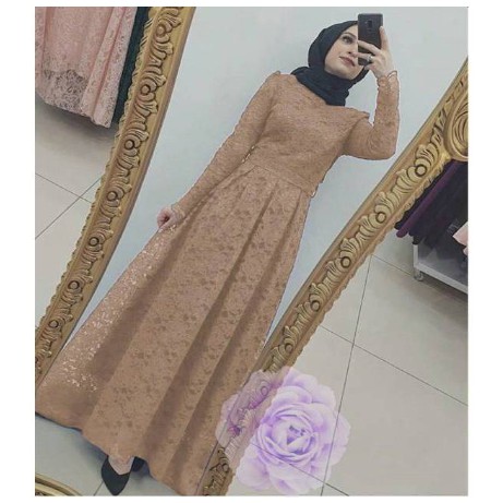 (DIJAMIN REALPICT) Gamis Maxi Nara Brukat Tulang Corneli Premium ! Long Dress Termurah!