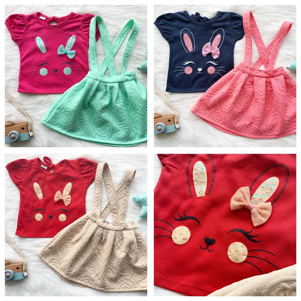 MICHI OVERALL SKIRT TEE SET setelan anak BAYI baby girl cewek anak fashion setelan baju anak perempuan setelan rok anak kaos anak