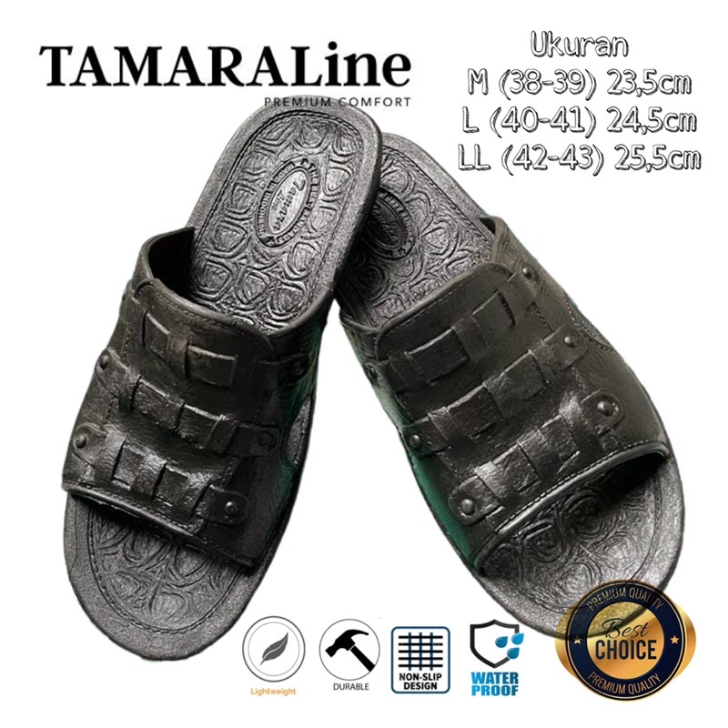 Sandal Selop Slide Slip on Karet Pria Dewasa / Remaja - TAMARALINE 135 / Bahan Premium Lentur Empuk Ringan Kuat Anti Slip Anti Air Model Sandal Casual Santai Rumah Hotel Outdoor Kamar Mandi Murah Original