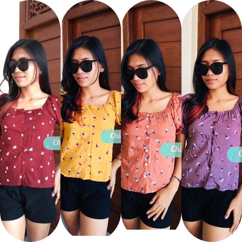 SABRINA ATASAN KERUT MOTIF BUNGA