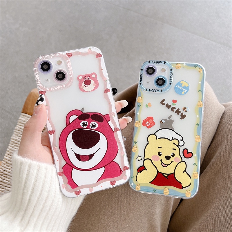 Case Motif Kartun Beruang Dan Winnie the Pooh Untuk iPhone 11 12 13 Pro MAX X XR XS MAX 7 8 Plus