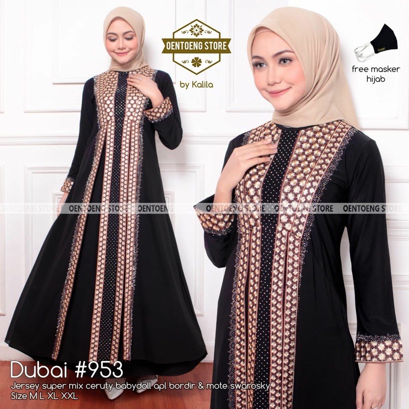 OK - CANTIK GAMIS DUBAI #953 | DRESS SET MUSLIMAH | GAMIS ARABIAN TERLARIS|GAMIS DUBAI MURAH