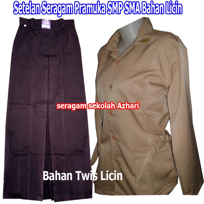 SETELAN SERAGAM PRAMUKA SMP SMA ANAK PEREMPUAN BAHAN LICIN TWIS ROK SEPAN-SERAGAM PRAMUKA SMP PEREMP