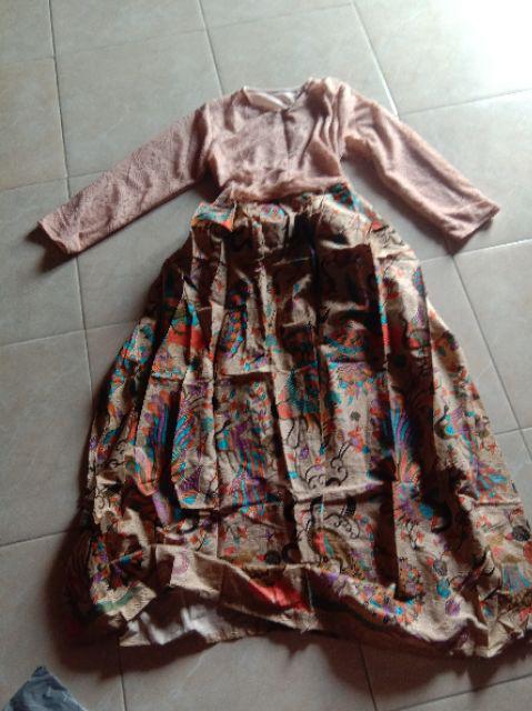 Couple Cindrawasih Maxi Gamis Premium Sogan Sarimbit Gamis Batik Klok Muslim Pesta