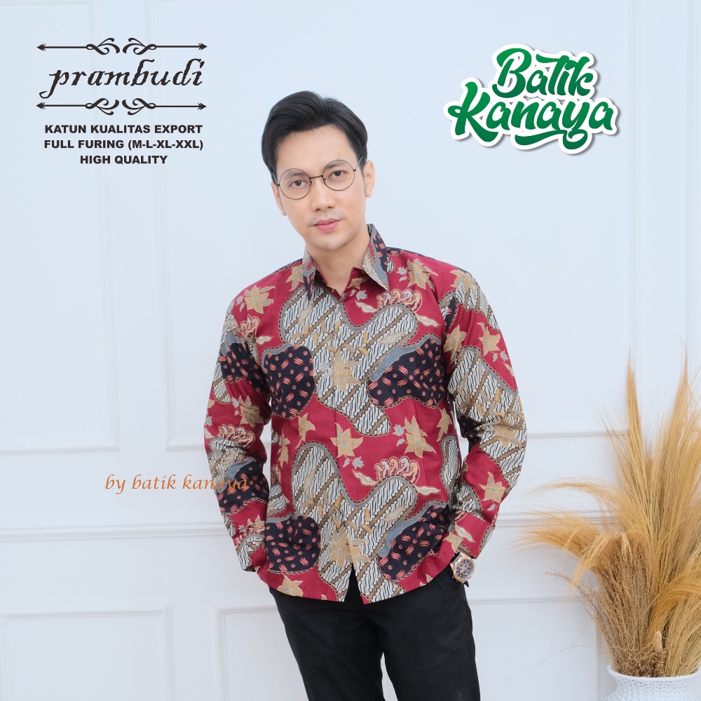 Kanaya - Batik Pria Lengan Panjang Full Furing Bahan Katun Kualitas Ekspor PRAMBUDI