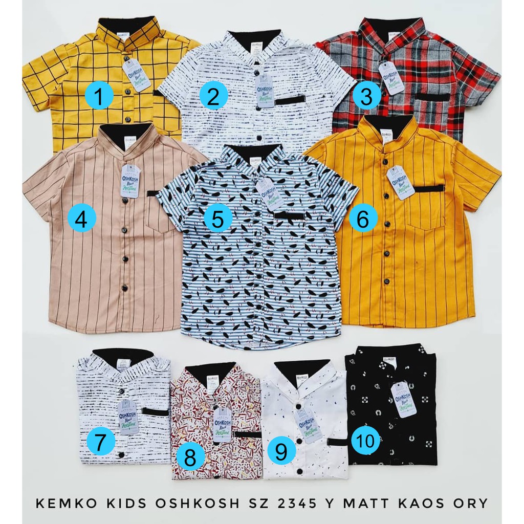 [PILIH MOTIF] KEMEJA ANAK 12345 TAHUN KEMKO KIDS OSHOSH K-OSH