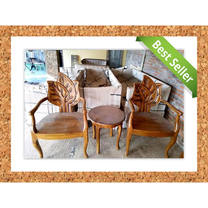 Kursi Teras Jati Model Daun Mentah