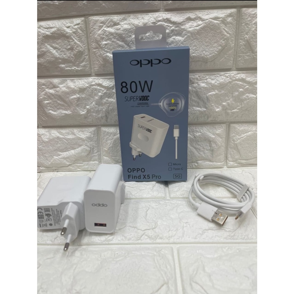 Travel Charger Ori 100% OPPO Find X5 Fast Charging Type C / Type Micro V8