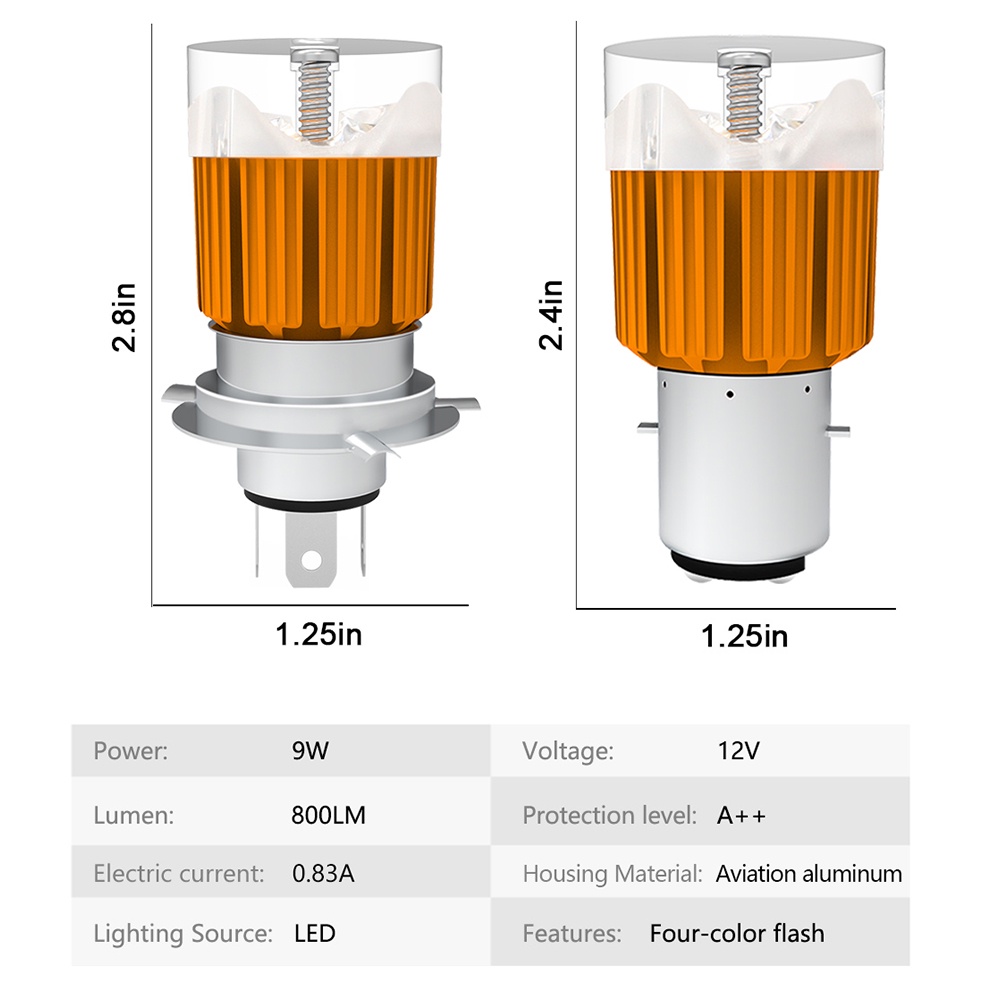 1pc Lampu Depan Motor LED H4 H6 BA20D 6000K Hi / Lo Beam Dengan Mode Kedip