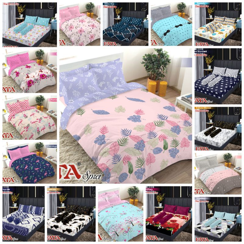Fata Sprei Karet 180x200 King Size Carolyn Cecilia Essenza Fernando Flamingo Navy Pink Freya Hillary