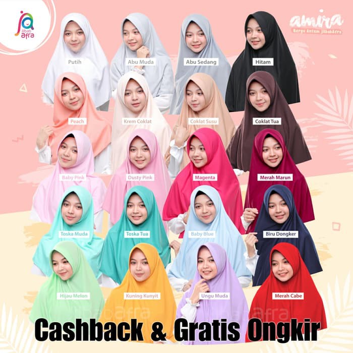 Jilbab Afra - Amira Ukuran L (Bergo Antem Kaos)