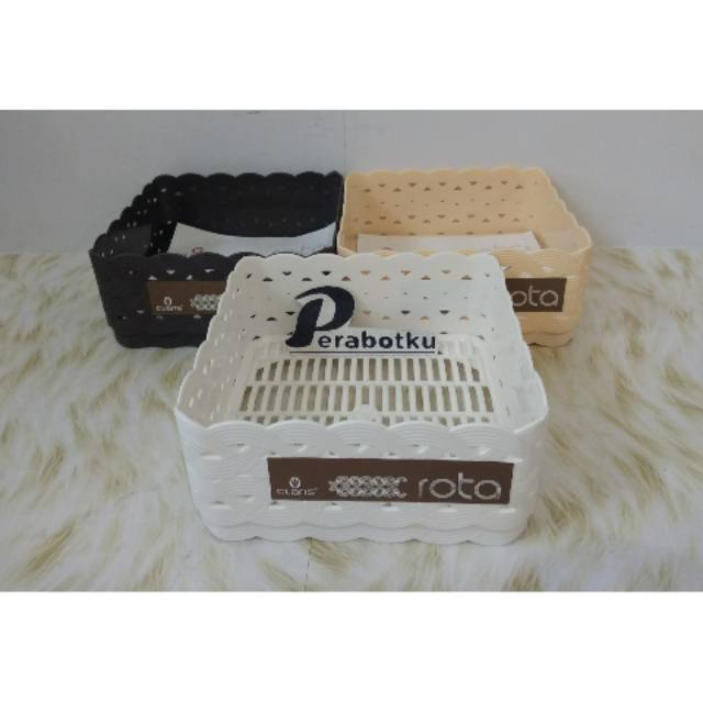 Keranjang Claris Travessa 0560 Small / Wadah Kotak Kecil Serbaguna Motif Rotan Plastik