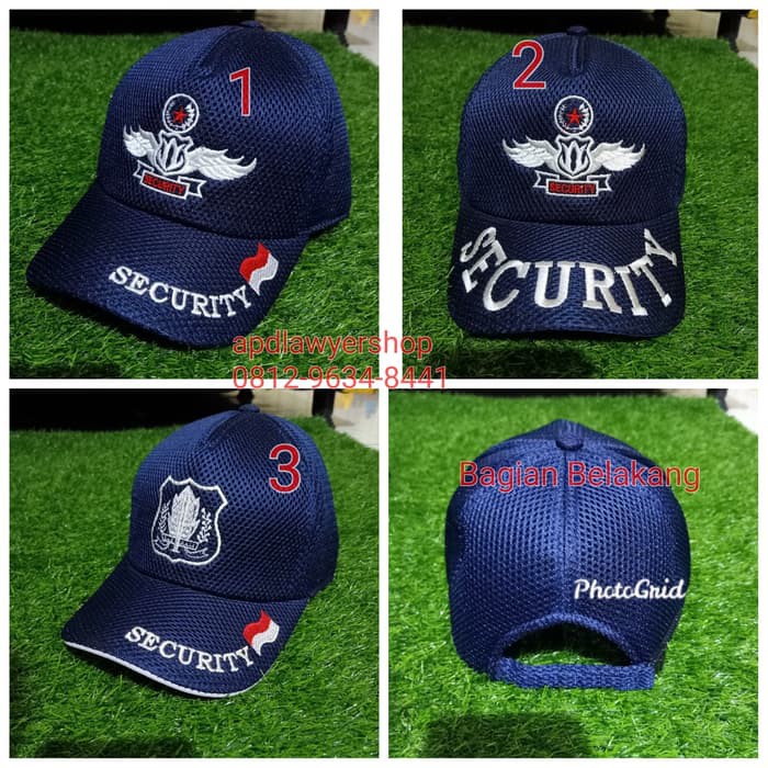 Topi SECURITY SATPAM Topi Security Bahan Jaring Biru Dongker Bordir