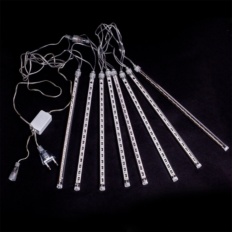 Zzz 50cm Lampu LED Meteor Shower Rain 8tabung Xmas Tree Outdoor Light EU Plug