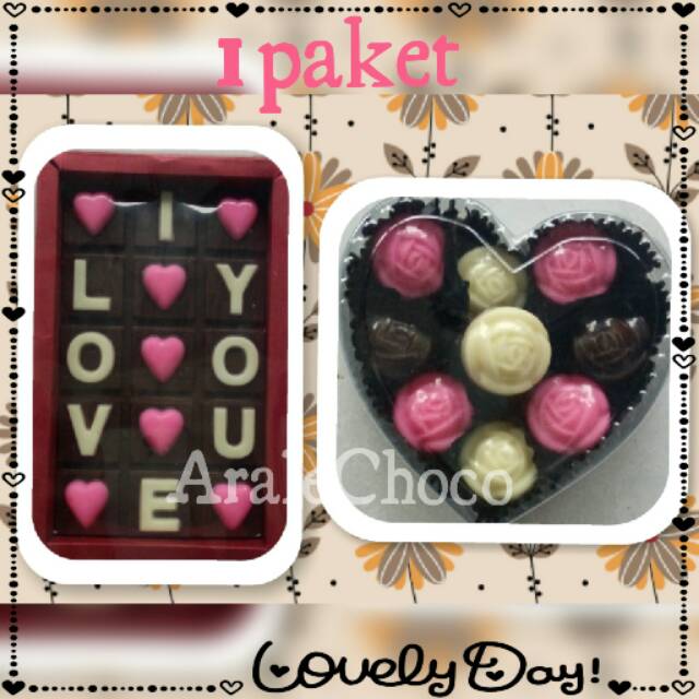 

Paket Coklat Love+mawar/coklat karakter/coklat praline/coklat ucapan