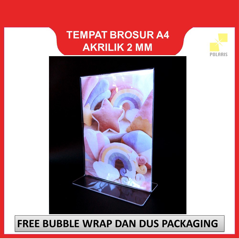 ACRYLIC TENT HOLDER / TEMPAT BROSUR AKRILIK / NOMOR MEJA UKURAN A4