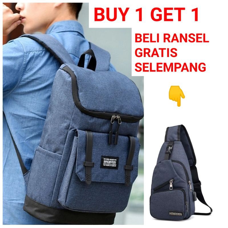 JS_BUY 1 GET 1 - Tas Ransel Laptop IAC Backpack Up to 14 inch - Tas Pria Tas Wanita Daypack