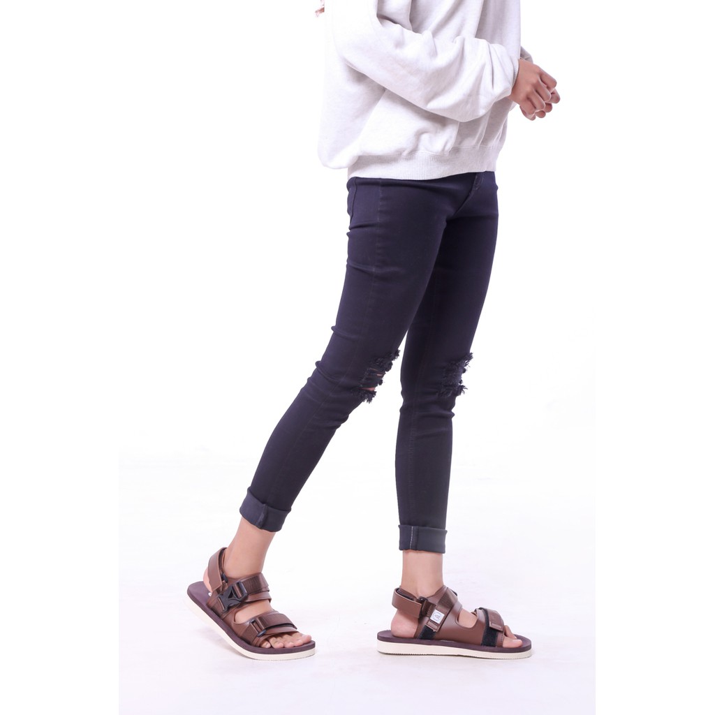 sandal wanita kasual volkerfootwear / sandal gunung cutter brown