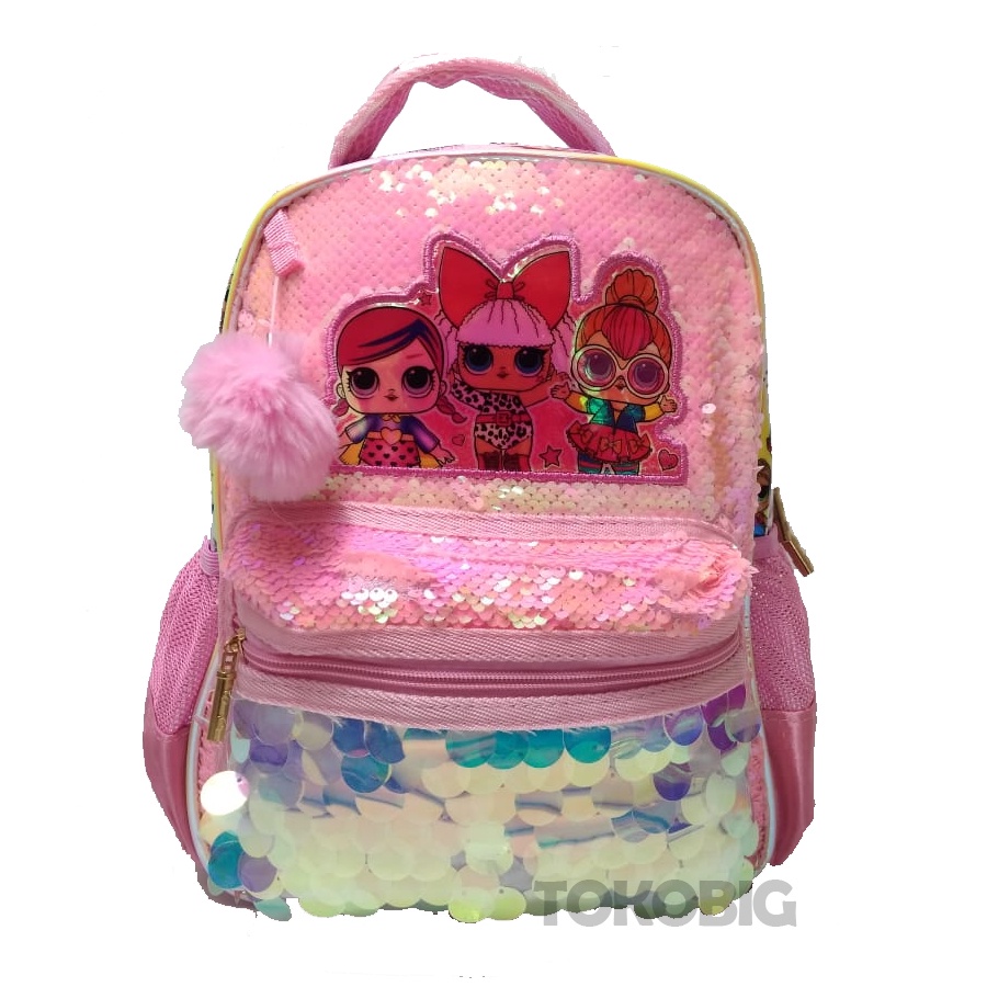 LOL SPRISE Tas Backpack Sequin &amp; Hologram Tas Sekolah TK Anak Perempuan