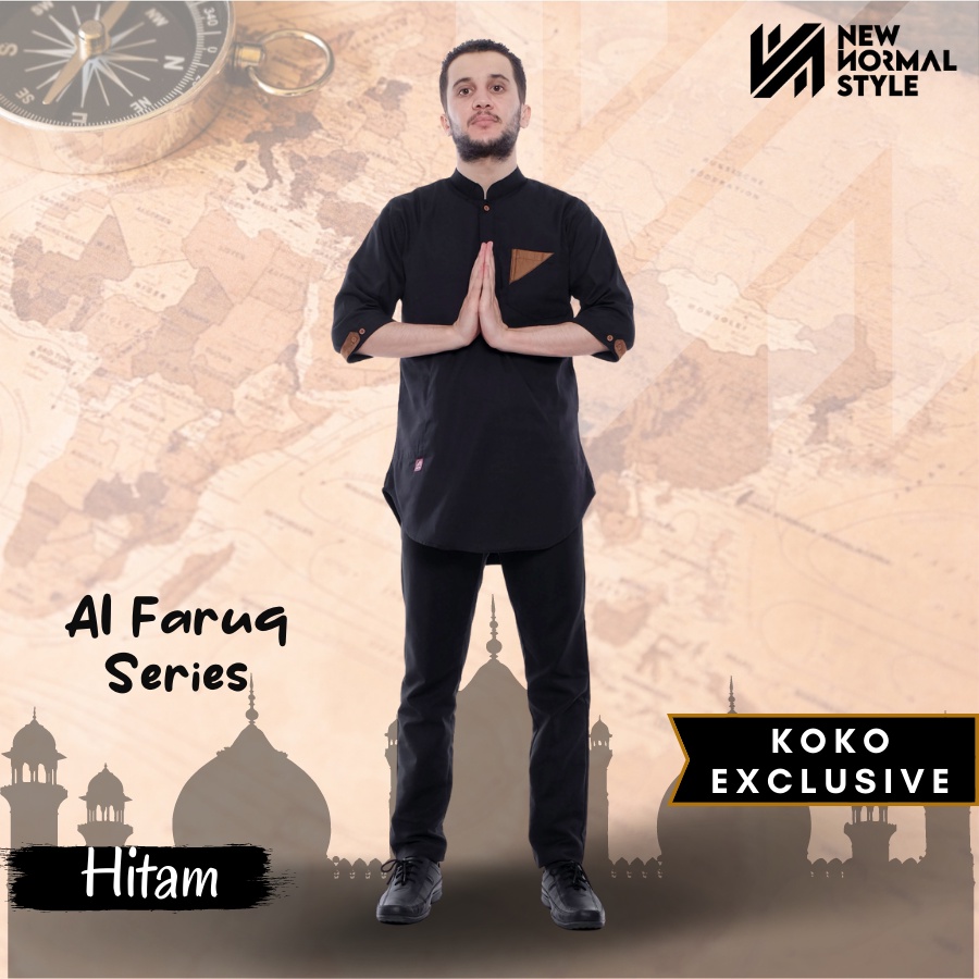 Al Faruq Series Baju Pakaian Kemeja Kemko Koko Kokoh Muslim Kurta Pakistan Pria Laki Cowok Dewasa Lengan Pendek Dewasa Premium Terbaru 2022