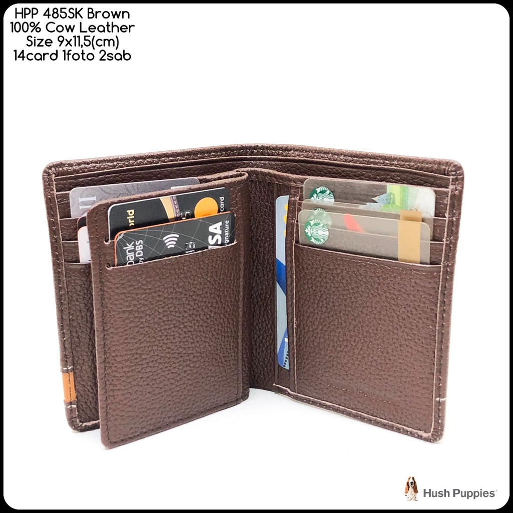 dompet kulit hushpuppies 485SK brown premium quality kulit sapi asli dompet fashion