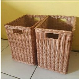 keranjang persegi kotak rotan laci penyimpanan barang serbaguna 30x22x32 cm