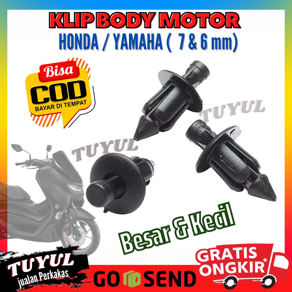 Baut Klip Kancing Body Rivet Plastik Motor Nmax Aerox Lezi Yamaha Honda Vario CBR PCX Tekan Daut Snap Clip Scoopy Bumper Drat Ninja Besar Kecil