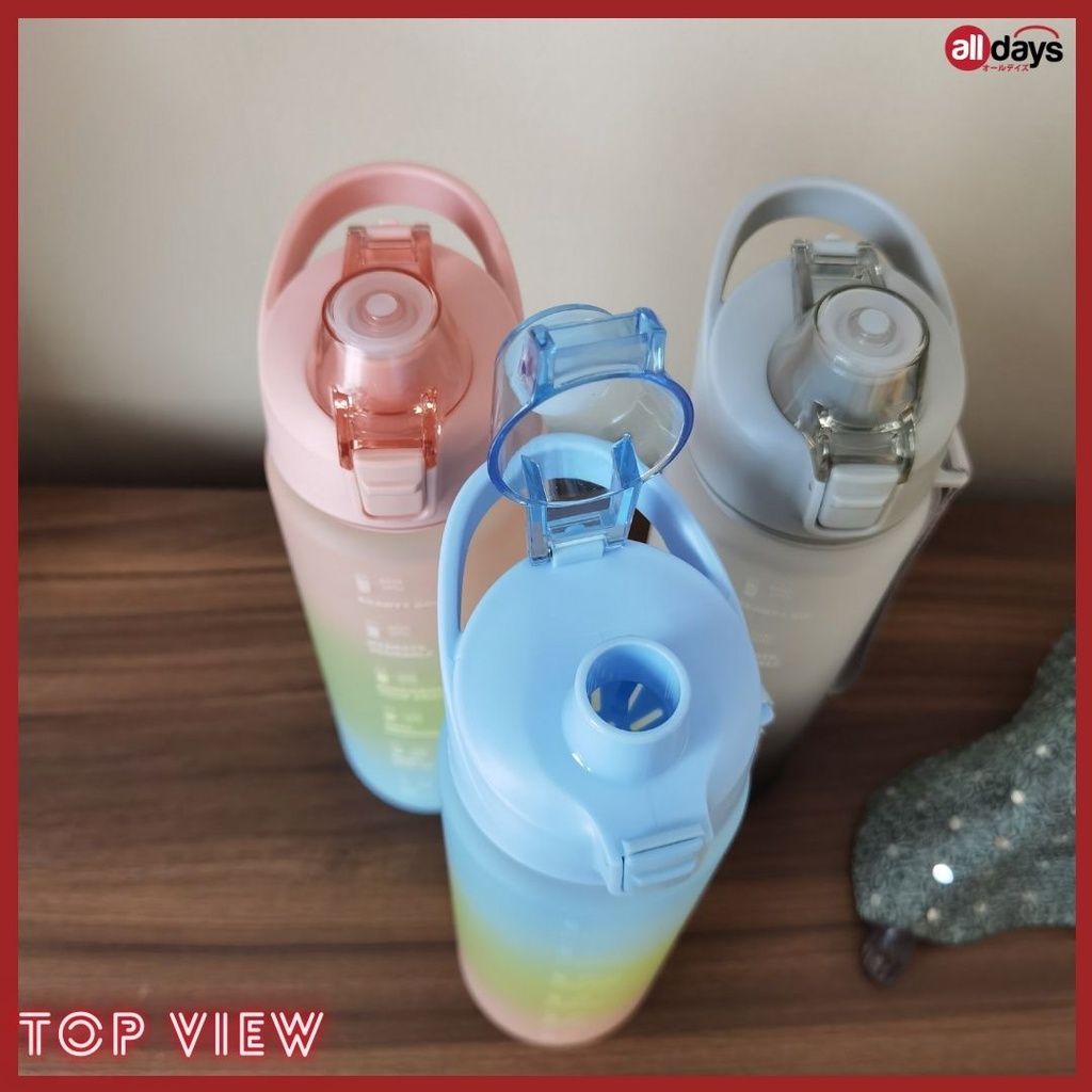 Alldays Botol Air Minum Motivasi Gradasi Penanda Waktu / Tumbler Motivasi dengan saringan 1 Liter