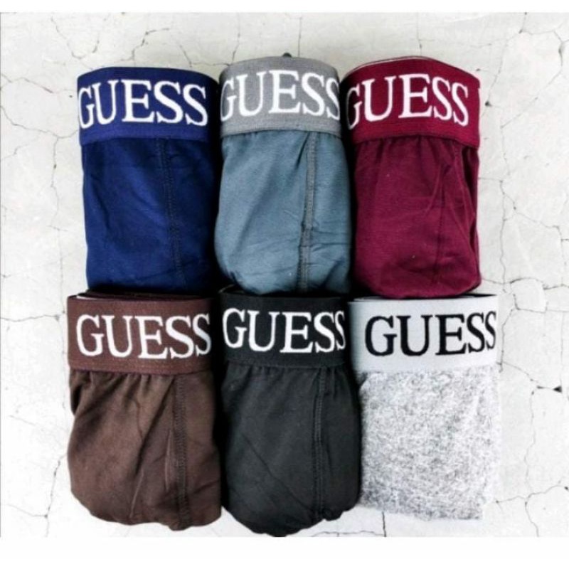 Emago - 3Pcs Celana Dalam Guesse Boxer Pria Guesse 1 kotak isi 3Pcs / Pakaian Dalam Pria Dewasa / Sempak Cowo / Underwear Boxer/ Celana Boxer Murah / Celana Dalam Warna