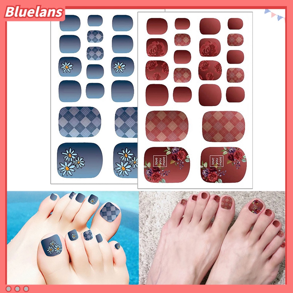 (In Stock) Kacamata Hitam Lensa Warna Warni ♡1 Lembar Stiker Decal Kuku Kaki Wanita Aneka Motif Untuk Pedicure