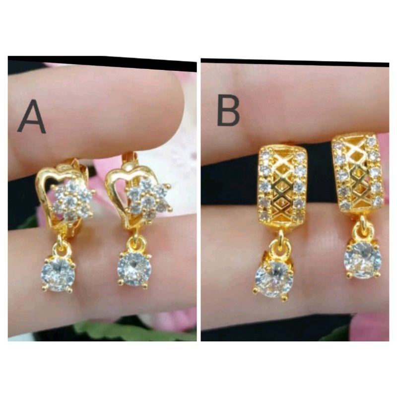 RAL45. Anting xuping wanita lapis emas dgn mata zircon