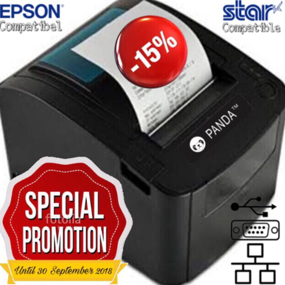 

RECEIPT POS MINI PRINTER KASIR THERMAL PANDA PRJ-80300II AUTO CUTTER KERTAS 80 MM SPEED 300MM