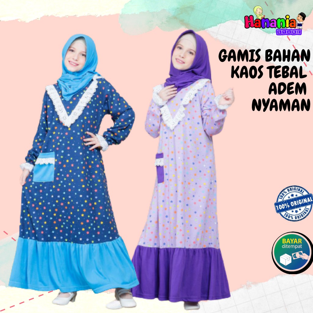 Gamis Anak Perempuan Remaja Tanggung Terbaru 2022 Nyaman Branded Premium Syari Bahan Kaos Raggakids RG 50