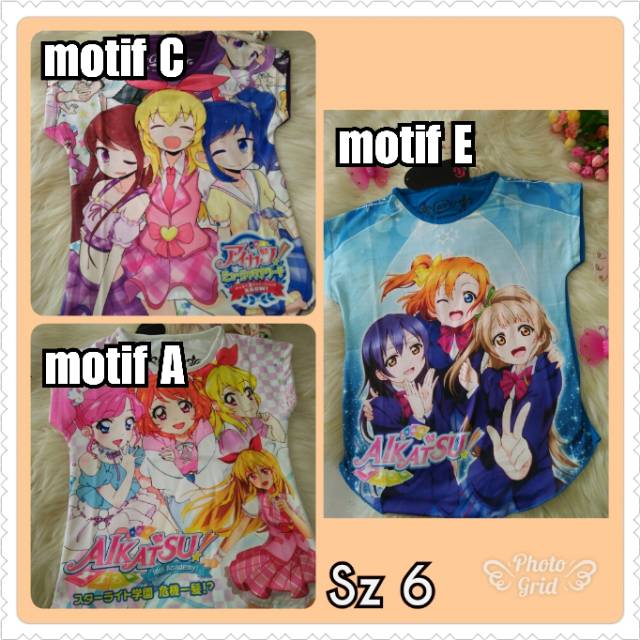 SUPER SALE  KAOS ANAK PEREMPUAN PRINTING COCOICE AIKATSU ONLY SZ 6 (4-5T)