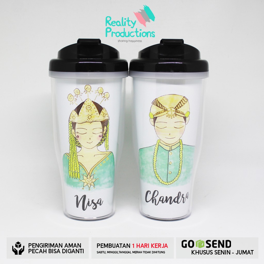 Exmoor Tumbler Couple Pengantin Sunda Non Hijab Untuk Kado Pernikahan