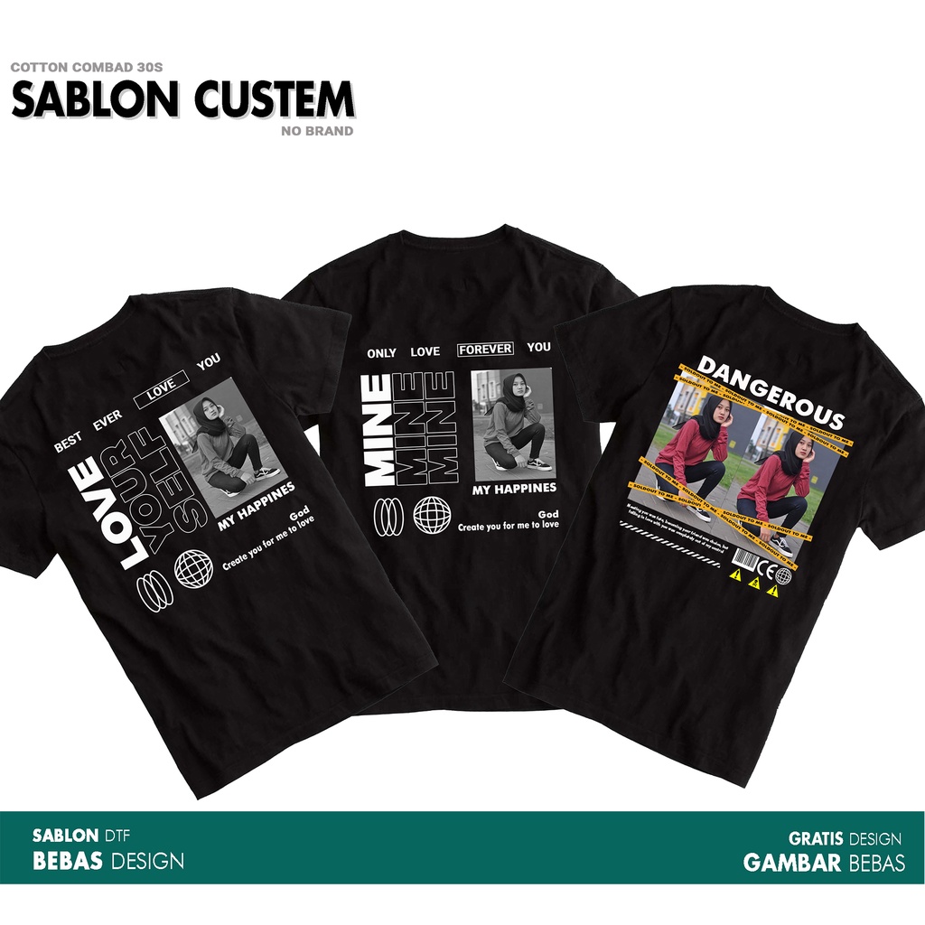 Custom Kaos Desain Aesthetic kastem / Kaos polos Bucin / Bisa ganti foto kamu / Kaos Desain Kamu / Sablon DTF / Kaos custem