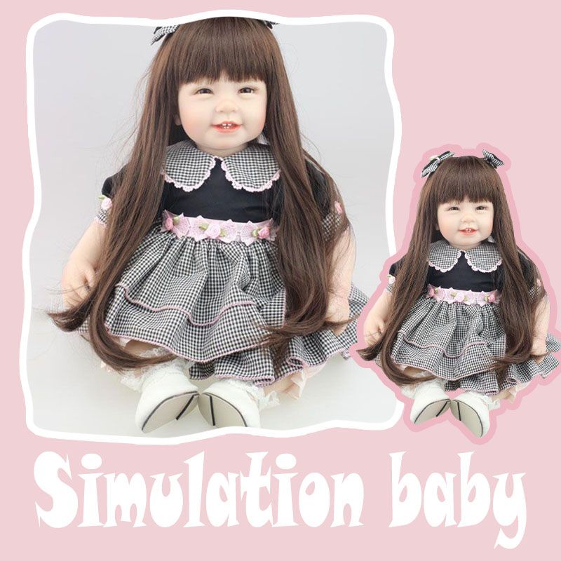 Long Hair Girl Realistic Reborn Doll Babies Silicone Lifelike Baby Dolls