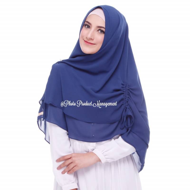 Khimar serut Ceruty 2 layer, jilbab instan,  hijab syari,  tudung kerudung krudung dua undak lapis