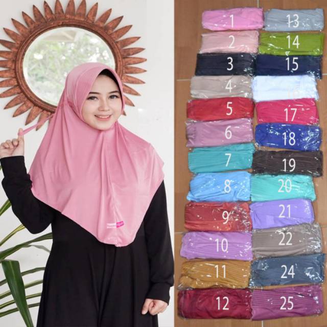 Jilbab Serut Bahan Jersey - Voal Motif