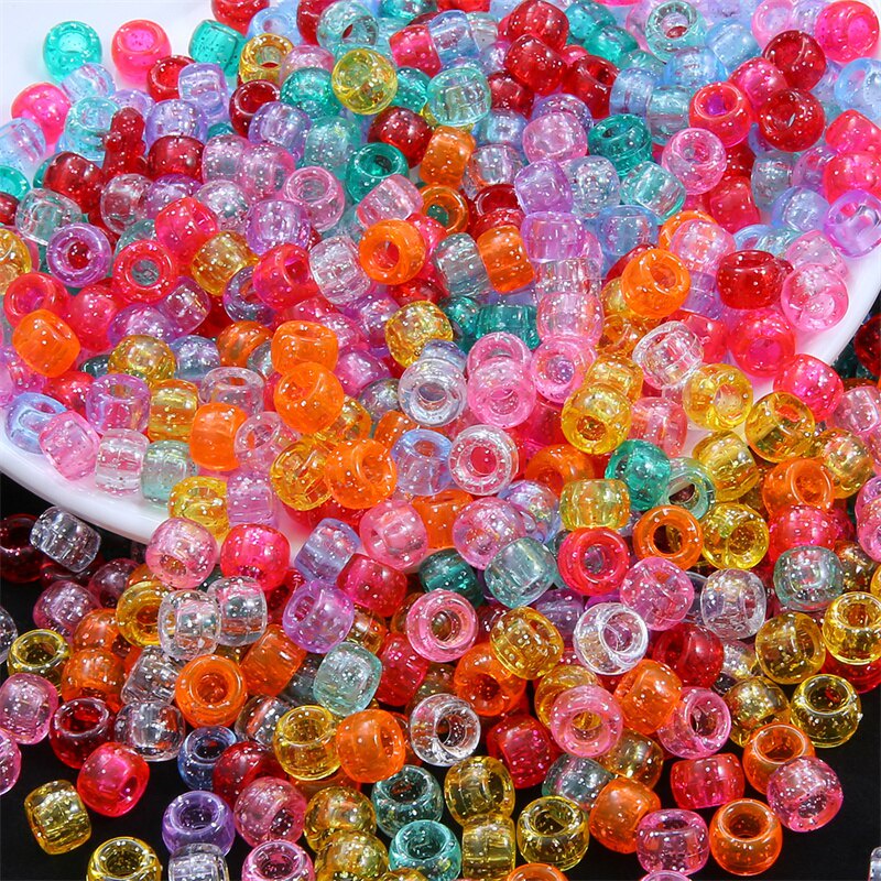 100Pcs Candy Color Acrylic Round Hole Spacer Beads For Jewelry Making Charms Kids DIY Craft Earring Bracelet Handicrafts